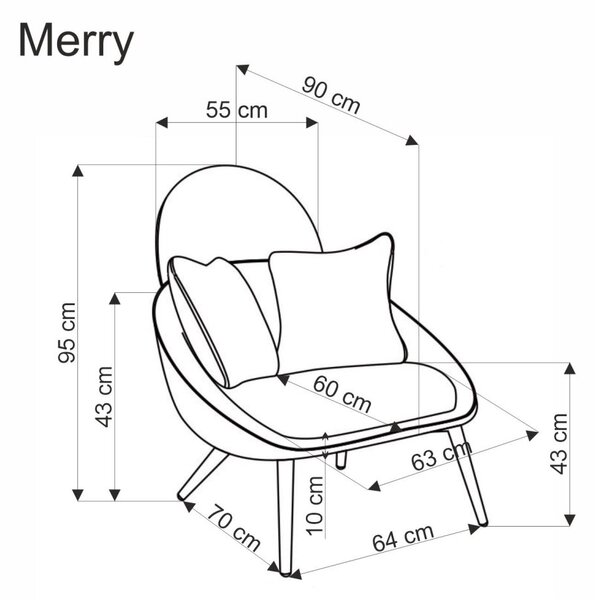 Halmar Křeslo MERRY šedé