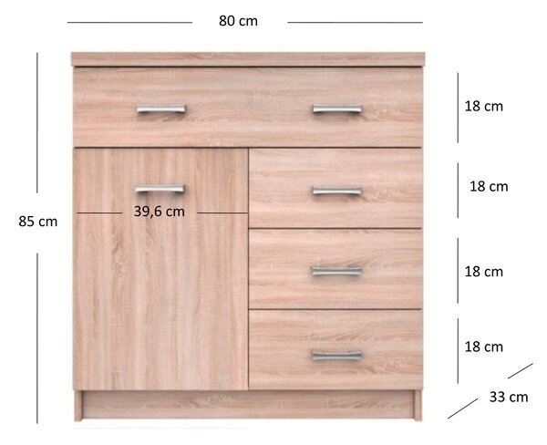 Komoda Tianna 1d4s (dub sonoma). Akce -20%