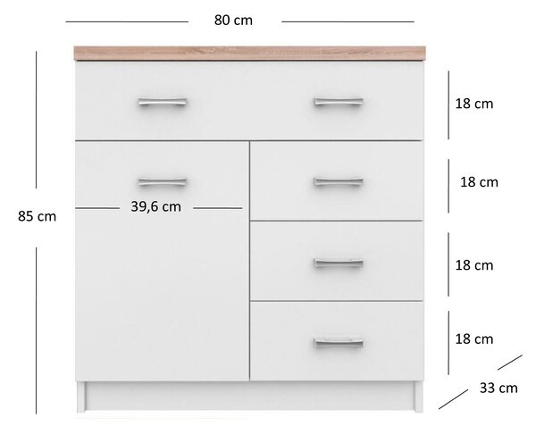 Komoda Tianna 1d4s (bílá). Akce -20%
