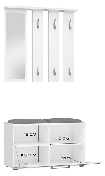 TP Living Předsíňová stěna OPAL III bílá