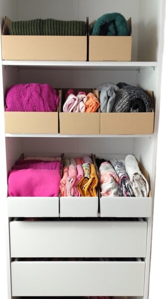 KARTON PAK Úložné boxy na oblečení, organizéry do skříně BÍLÝ KARTON 20 x 47 cm