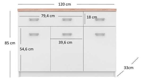 Komoda Tianna 3d2s (bílá). Akce -19%