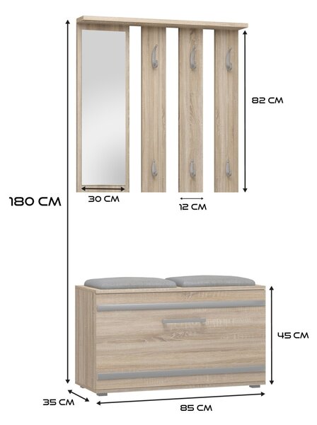 TP Living Předsíňová stěna OPAL II dub