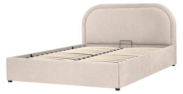 Postel s úložným prostorem QUILLIEN Žinylka Světle béžová 140 x 200 cm