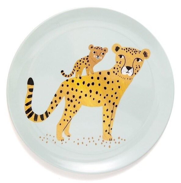 Dětský melaminový talíř Leopard Aqua 20,3 cm