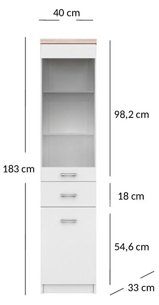 Vitrína Tianna 1d1w1s (bílá). Akce -20%