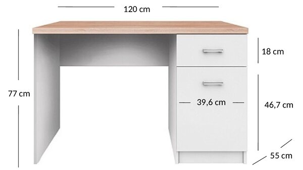 Psací stůl Tianna 1d1s/120 (bílá). 1053336