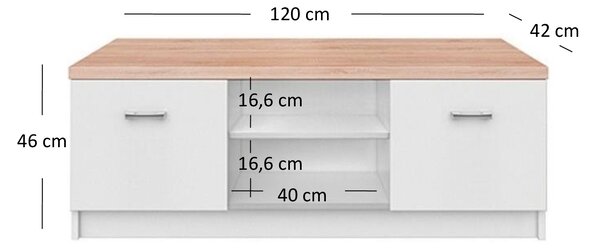 TV stolek Tianna 2d (bílá). Akce -20%