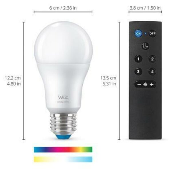 WiZ SET 1x LED žárovka E27 A60 8W (60W) 806lm 2200-6500K RGB IP20, stmívatelná + ovladač v1
