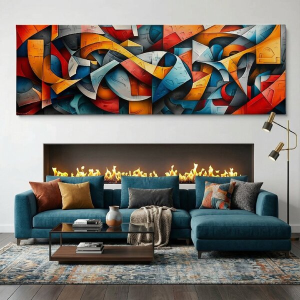 Obraz na plátně - Kubistické Intermezzo FeelHappy.cz Velikost obrazu (šířka x výška): 60 x 20 cm