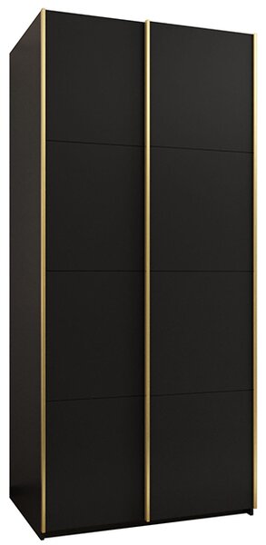 Šatní skříň LUX 1 s posuvnými dveřmi, 100×245,5×64 Černá / zlaté