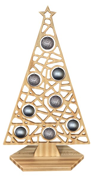 AMADEA Dekorace strom na podstavci geometrický s šedými koulemi, 110 x 65 cm, český výrobek