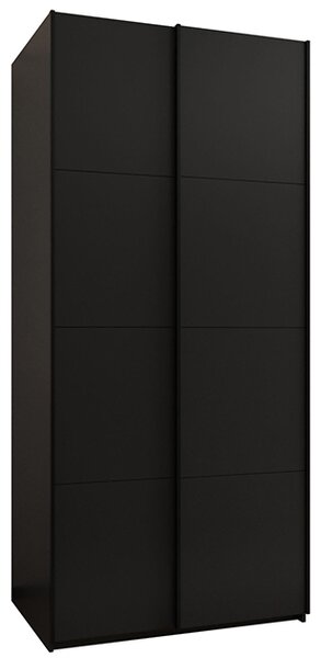 Šatní skříň LUX 1 s posuvnými dveřmi, 100×245,5×64 Černá / černé