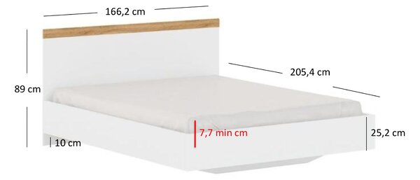 Manželská postel 160 cm Vina (bílá + dub wotan) (bez roštu a matrace)
