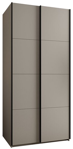 Šatní skříň LUX 1 s posuvnými dveřmi, 100×245,5×64 Kašmír / černé