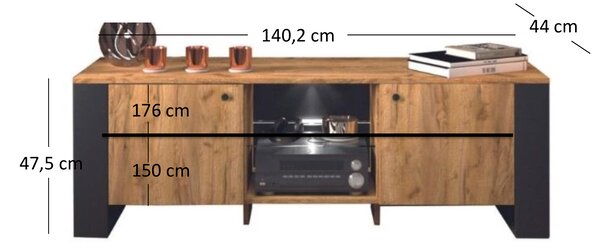 TV stolek Wayne (dub craft zlatý). Akce -25%
