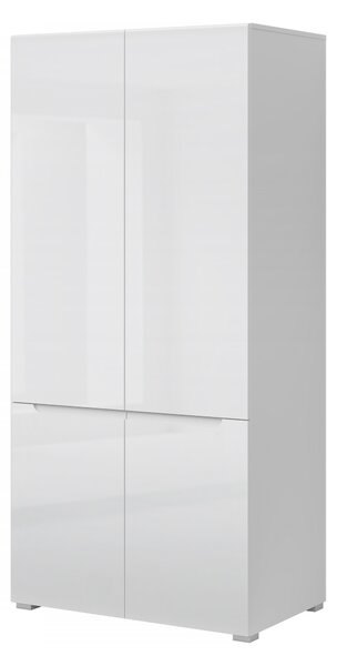 Šatní skříň Yuko (bílá lesklá). Akce -23%