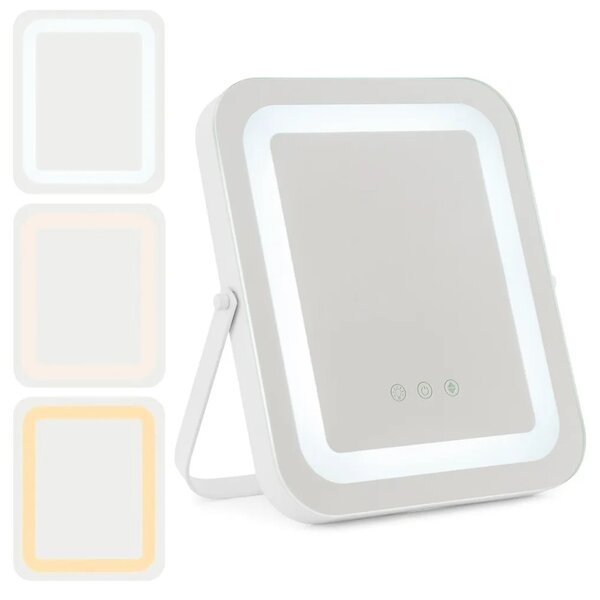 Kosmetické zrcátko s LED osvětlením, stmívatelné, 25 x 30 cm HU10614DE-WH