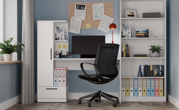 TP Living Psací stůl s nástavcem a skříní Cosmo bílý
