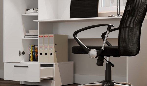 TP Living Psací stůl s nástavcem a skříní Cosmo bílý