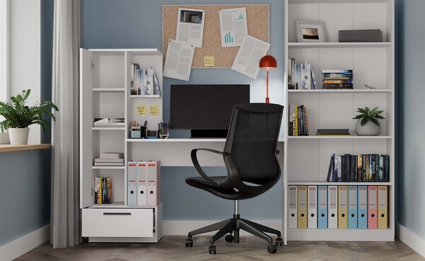 TP Living Psací stůl s nástavcem a skříní Cosmo bílý