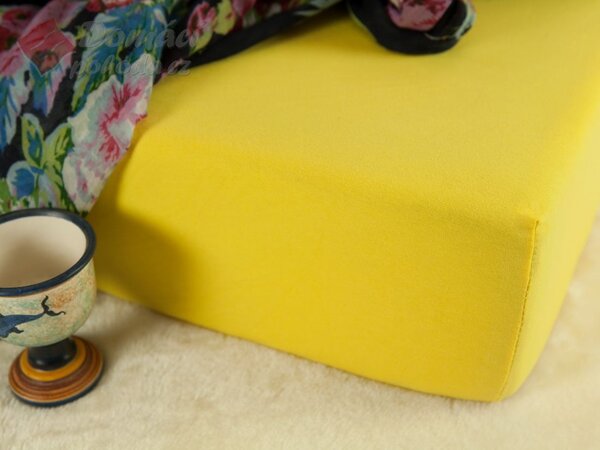 DADKA Vracov Jerseyové prostěradlo s vysokou gramáží 190 g/m2, rozměr 70X160, tmavě žluté
