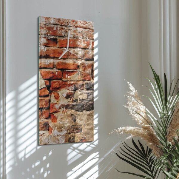 Skleněné hodiny vertikální Cihlová zeď zsppb-30x60-00078793