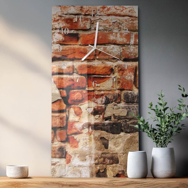 Skleněné hodiny vertikální Cihlová zeď zsppb-30x60-00078793