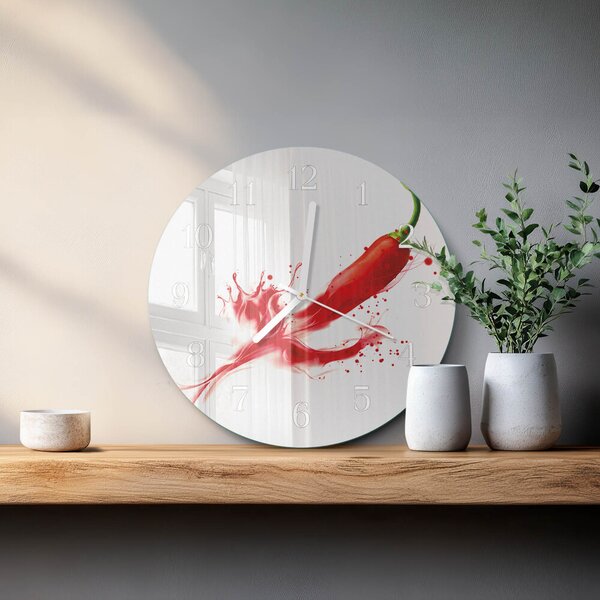 Skleněné hodiny na stěnu Chilli paprička zsob-fi30-00083557