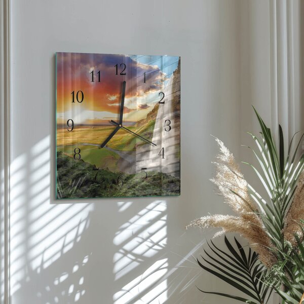 Skleněné hodiny na stěnu Vodopád zskc-30x30-00177846