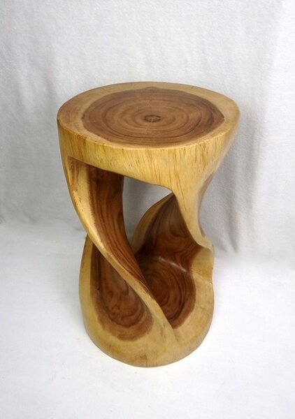 Stolek postranní kulatý , dřevo, 50 cm (exotické dřevo Suar, ruční práce)