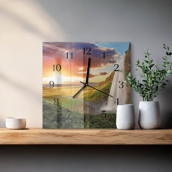 Skleněné hodiny na stěnu Vodopád zskc-30x30-00177846