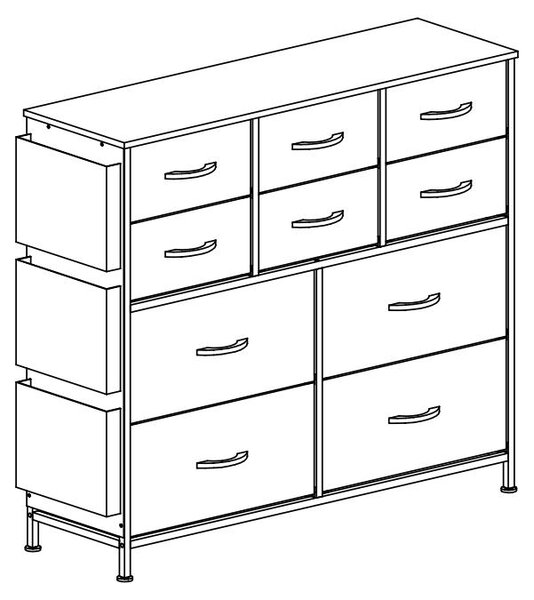 Komoda se zásuvkami, boční skříňka, univerzální a prostorná komoda (99 x 30 x 89 cm), barva bílá, materiál: dřevovláknitá deska (MDF/dřevotříska), stabilní kovový rám, elegantní vzhled