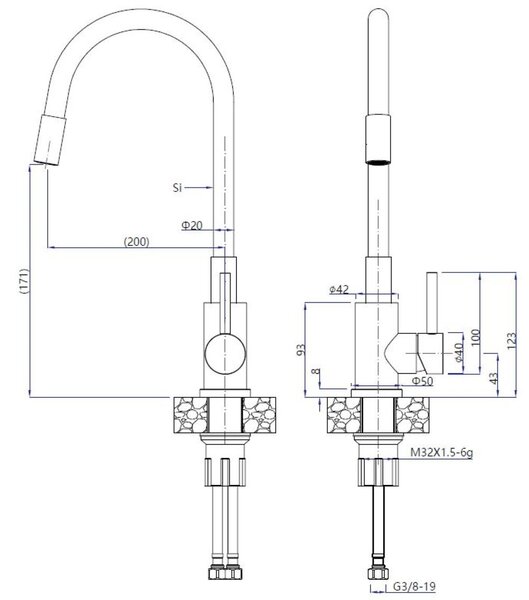 Ruvetti Maxi+ dřezy s baterií béžová/ocel LP_3200-MX7950BE_W