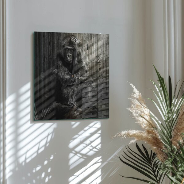 Skleněné hodiny na stěnu Gorila zskc-30x30-00182451
