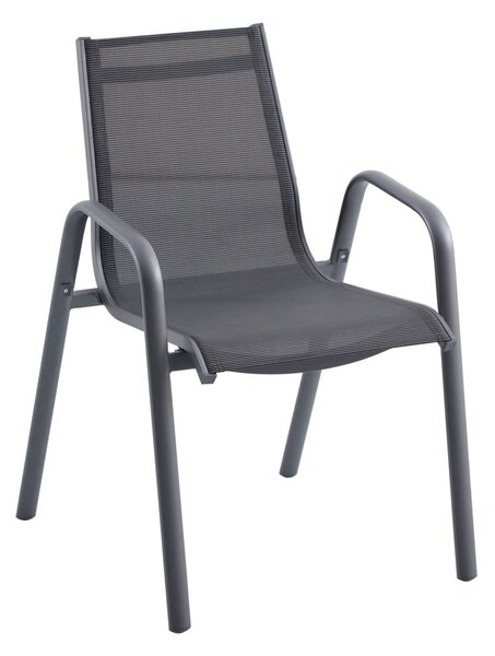 Sunfun Gastro Stohovatelná židle, 68,5 × 57,5 × 88 cm, ocel, textilene, tmavě šedá