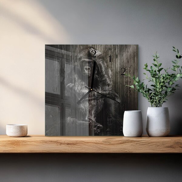 Skleněné hodiny na stěnu Gorila zskc-30x30-00182451