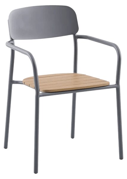 Sunfun Gastro Stohovatelná židle, 53,5 × 57,5 × 83,5 cm, ocel, plast, polywood, tmavě šedá
