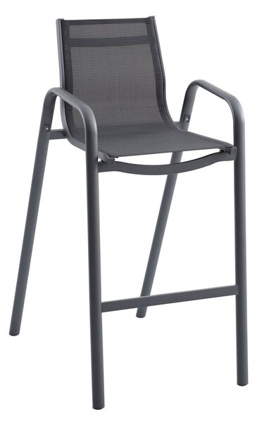 Sunfun Gastro Stohovatelná židle barová, 74 × 53,5 × 110 cm, ocel, textilene, tmavě šedá