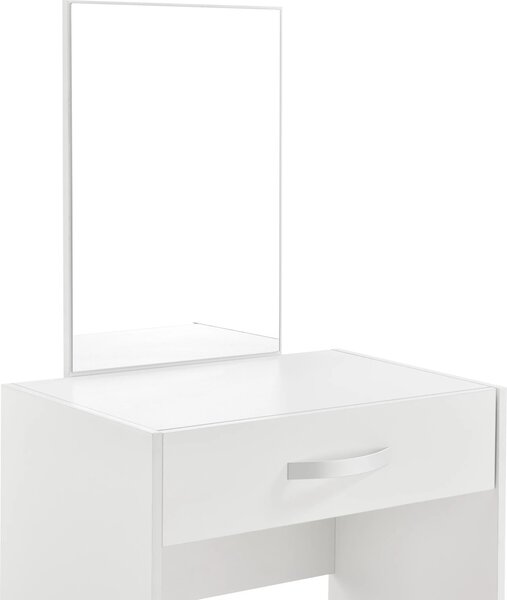In And OutdoorMatch Toaletní stolek Destinee - S taburetem a zrcadlem - Toaletní stolek - 132 x 63 x 39 cm - Bílá - Dřevotříska - vzhled
