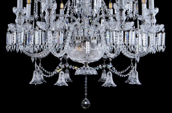 12-ramenný luxusní zámecký křišťálový lustr zdobený diamantovým brusem ve stylu Bohemia Baccarat L672-12+3-19-LP-N