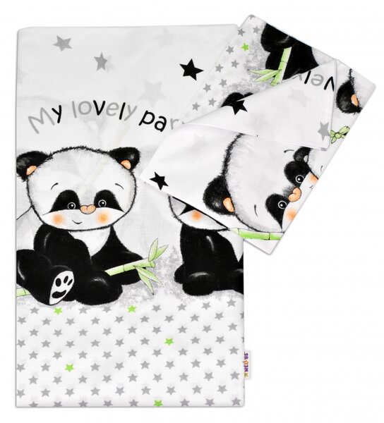 Baby Nellys 2-dílné bavlněné povlečení Panda - bílé