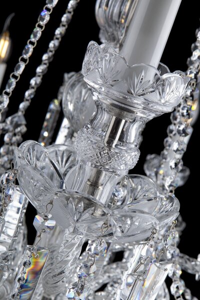 12-ramenný luxusní zámecký křišťálový lustr zdobený diamantovým brusem ve stylu Bohemia Baccarat L672-12+3-19-LP-N