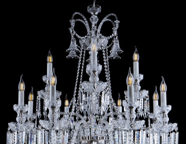 12-ramenný luxusní zámecký křišťálový lustr zdobený diamantovým brusem ve stylu Bohemia Baccarat L672-12+3-19-LP-N