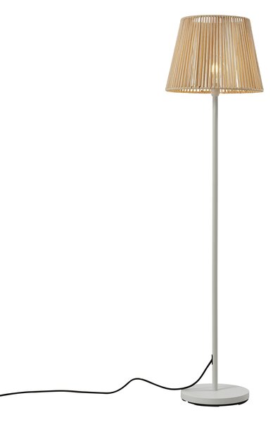 Venkovní stojací lampa bílá s béžovým lanovým stínidlem IP44 - Virginia Jayla