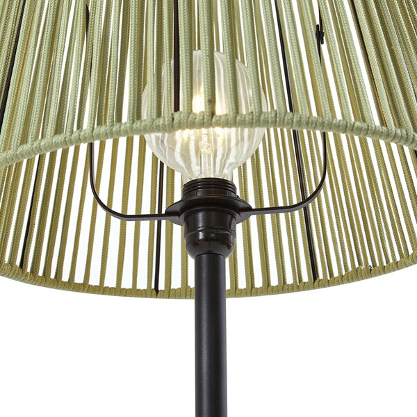 Venkovní stojací lampa černá se zeleným lanovým stínidlem IP44 - Virginia Jayla