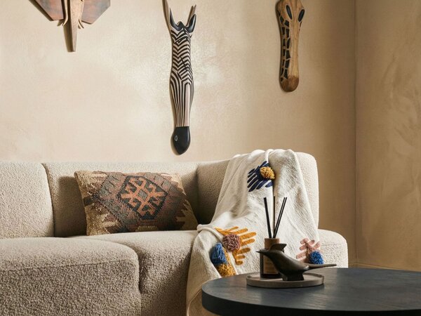 Závěsná ozdoba Zebra GBOKO Mangové dřevo 80 cm Černá/Bílá