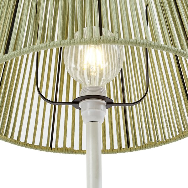 Venkovní stojací lampa bílá se zeleným lanovým stínidlem IP44 - Virginia Jayla