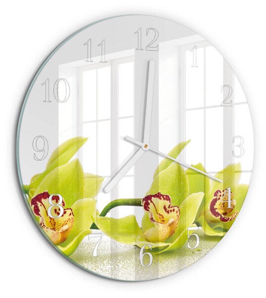 Skleněné hodiny na stěnu Orchidej zsob-fi30-00084031