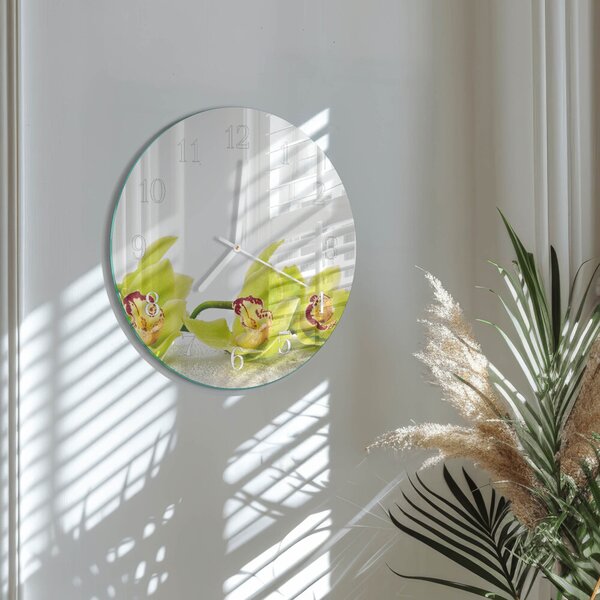 Skleněné hodiny na stěnu Orchidej zsob-fi30-00084031